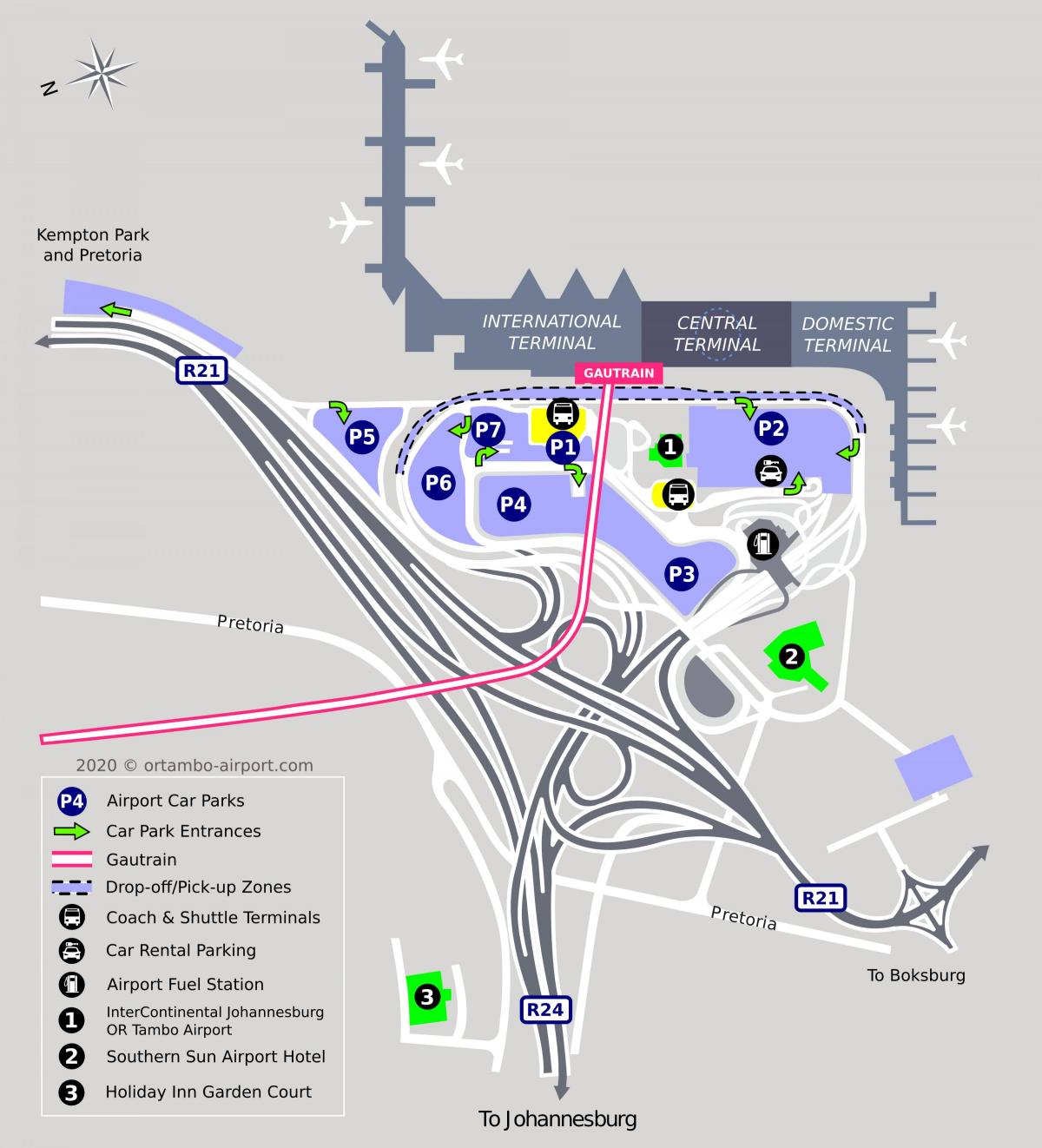 جوهانسبرغ (جوبورغ جوزي) خريطة مبنى المطار