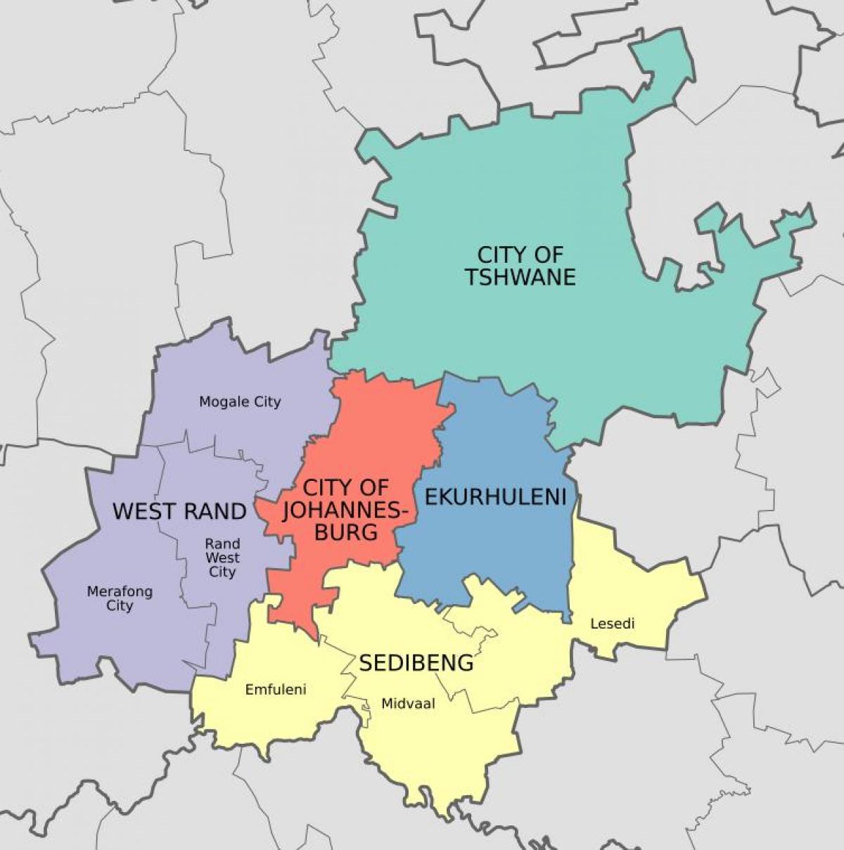 خريطة منطقة جوهانسبرغ (جوبورغ جوزي)