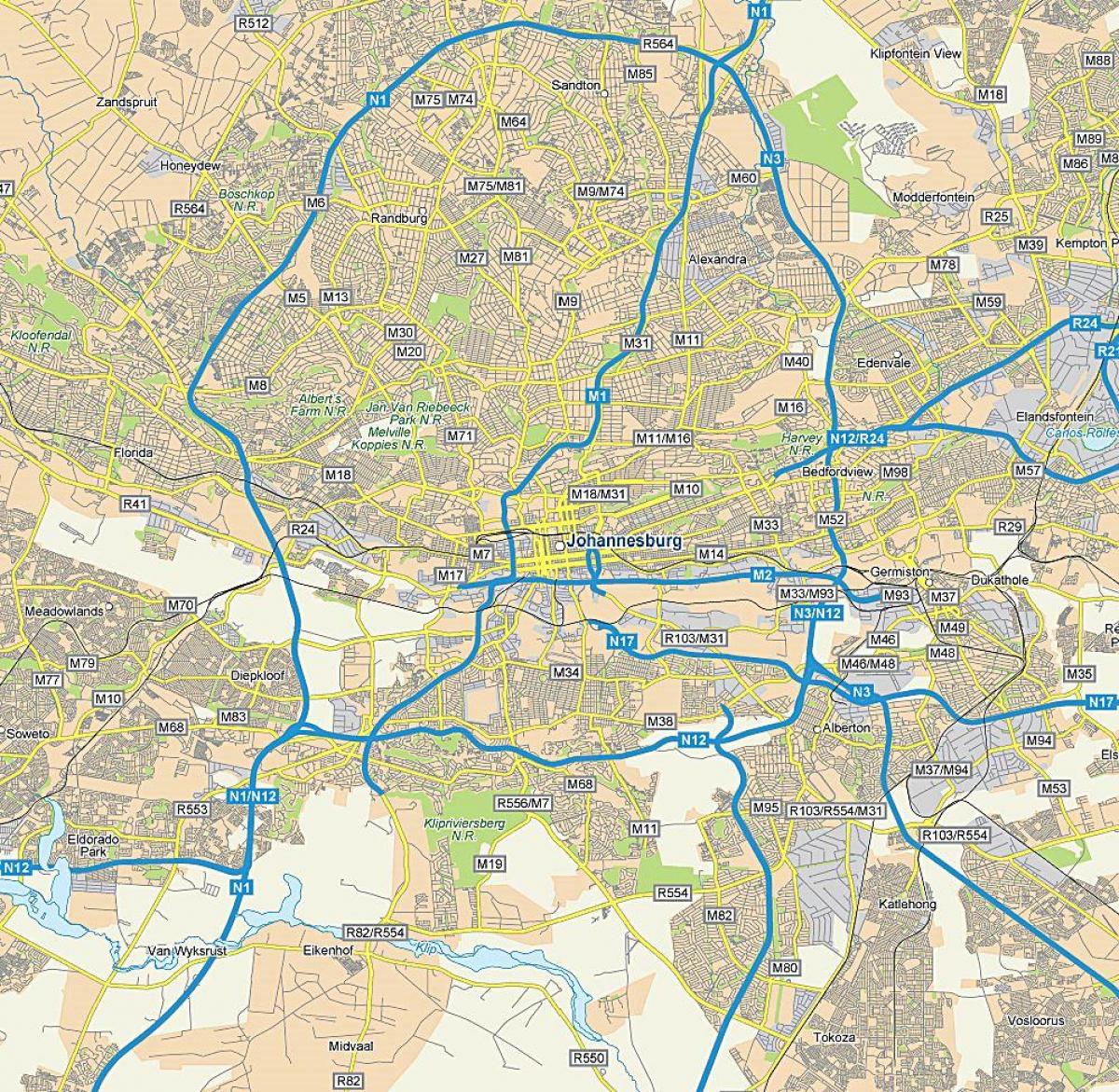 خريطة الطرق في جوهانسبرغ (جوبورغ جوزي)