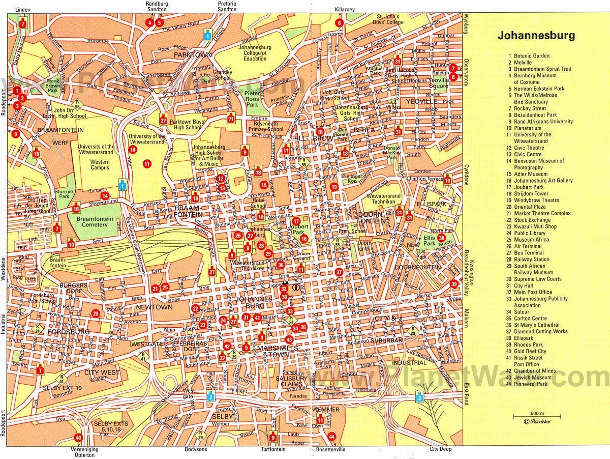 جوهانسبرغ (جوبورغ جوزي) خريطة جولات المشي