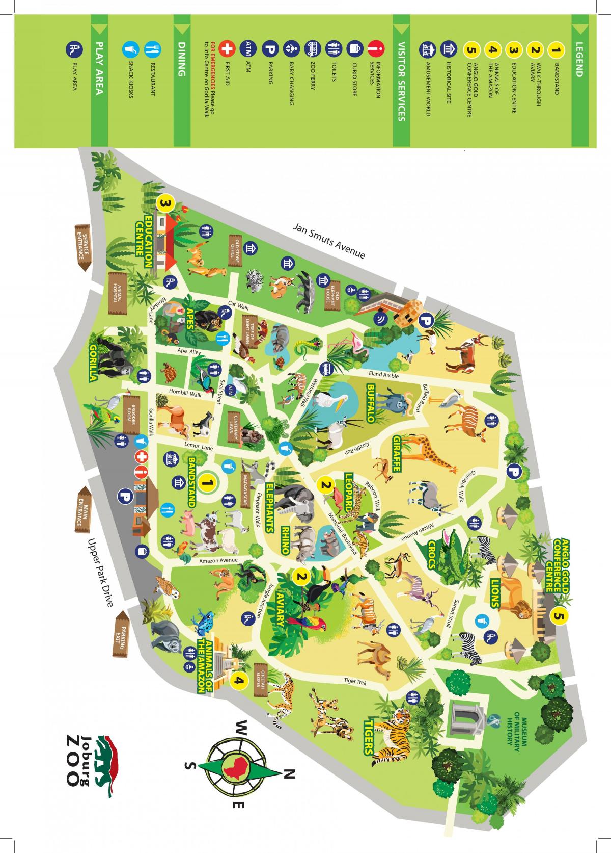جوهانسبرغ (جوبورغ جوزي) خريطة حديقة الحيوان